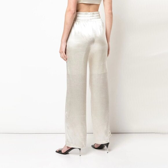 NWT Cinq à Sept ivory shiny wide leg pants, XS - Picture 7 of 16